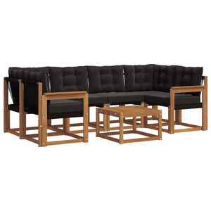 vidaXL Āra dīvānu komplekts ar spilvenu 7 pcs Dabīgs un melns