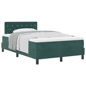 vidaXL Kastītes atsperu gulta ar matraci Tum&scaron;i zaļ&scaron; 120 x 190 cm Samts