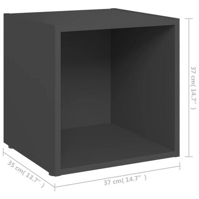 vidaXL TV plaukti, 2 gab., pelēki, 37x35x37 cm, skaidu plāksne