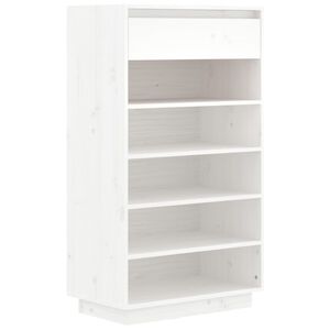 vidaXL apavu plaukts, balts, 60x34x105 cm, priedes masīvkoks