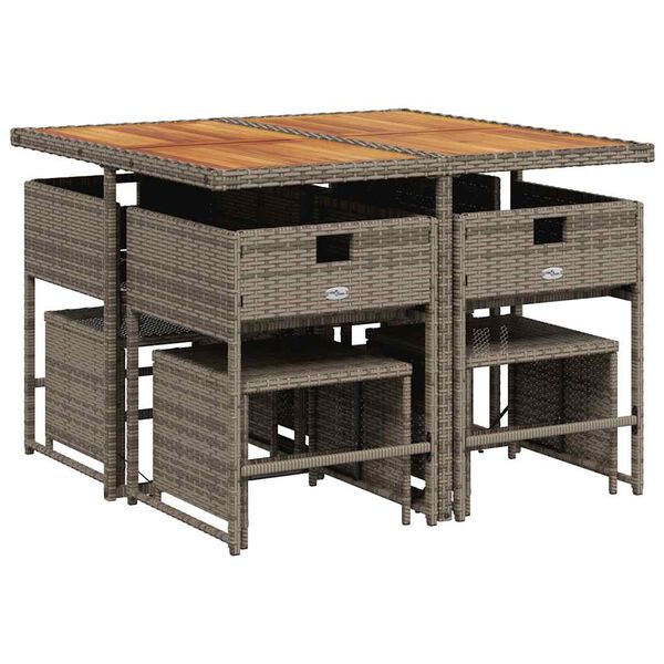 vidaXL 9-daļīgs dārza mēbeļu komplekts ar matračiem, PE rotangpalma