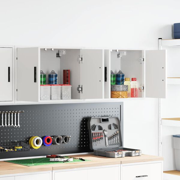 vidaXL garāžas sienas skapji, 2 gab., balti, inženierijas koks