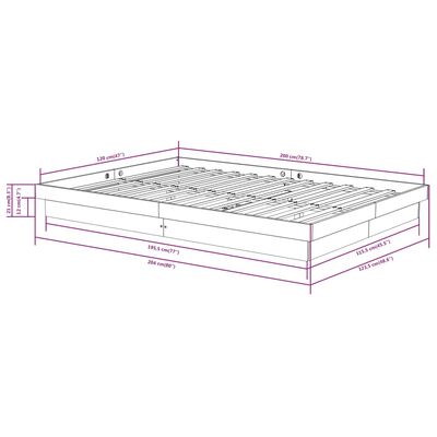 vidaXL gultas rāmis, pelēks, masīvkoks, 120x200 cm