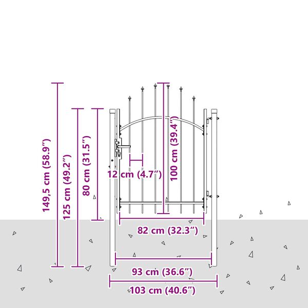 vidaXL Dārza vārti ar slēdzeni Pelēka 100 x 100 cm Tērauds