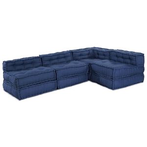 vidaXL Modulārais dīvāna vienība Audums Indigo 210 x 140 x 56 cm