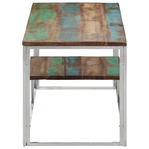 vidaXL kafijas galdiņš, nerūsējošs tērauds un pārstrādāts masīvkoks