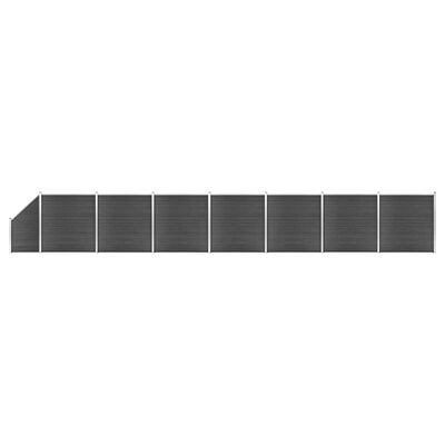 vidaXL žoga paneļu komplekts, 1311x(105-186) cm, melns WPC