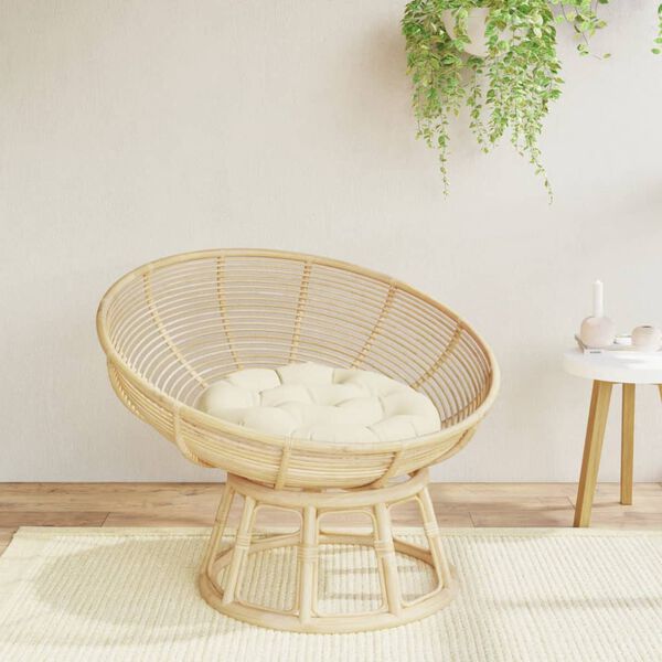 vidaXL krēslu spilvens, apaļ&scaron;, &Oslash; 60 x11 cm, oksforda audums, krēmkrāsa