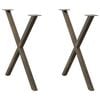 vidaXL ēdamgalda kājas, 2 gab., X-veida, dabīgs tērauds, 70x(72-73) cm, tērauds