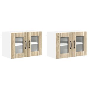 vidaXL Sienas stikla skapis LUCCA 2 pcs Sonomas ozols 60 x 31 x 40 cm