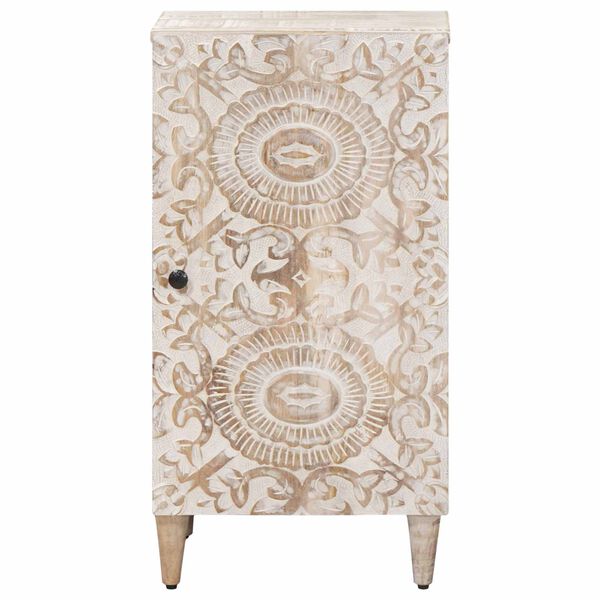 vidaXL Puse ar uzglabā&scaron;anu Balts 40 x 33,5 x 75 cm Cieta mango koksne