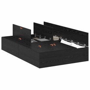 vidaXL Gultas ar uzglabā&scaron;anas vietu Melns ozolkoks 120 x 200 cm