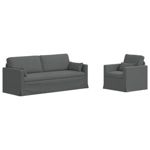 vidaXL Dīvānu komplekts 2 pcs Tum&scaron;i pelēks 198 x 78 x 80 cm audums