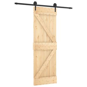 vidaXL Slīdo&scaron;ās durvis 70 x 210 cm Cieta priedes koks (neapstrādāts)