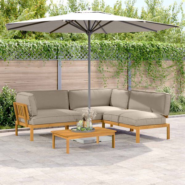 vidaXL Dīvānu komplekts 4 pcs Pelēkbrūna Cietā akācijas koks