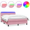 vidaXL atsperu gulta ar matraci, LED, rozā samts, 140x220 cm