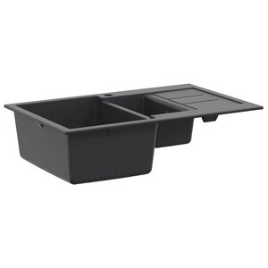 vidaXL Virtuves izlietne ar divām bļodām Granīts 80 x 50 x 30,5 cm