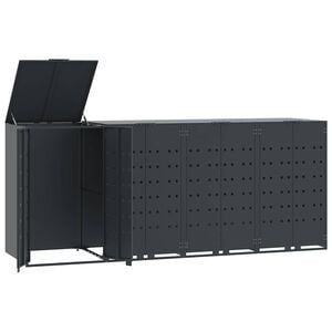 vidaXL atkritumu tvertņu novietne, pelēka, 276x79x117 cm, tērauds
