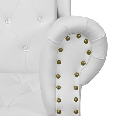 vidaXL krēsls ar augstu atzveltni, balta mākslīgā āda
