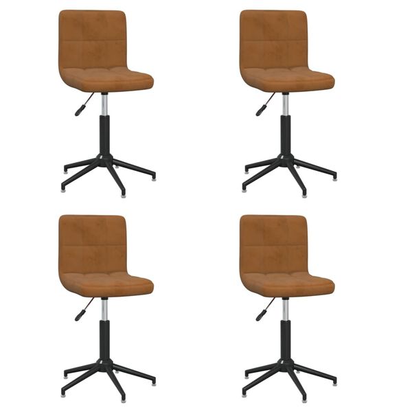 3087665 vidaXL Swivel Dining Chairs 4 pcs Brown Velvet (334427&times;2)