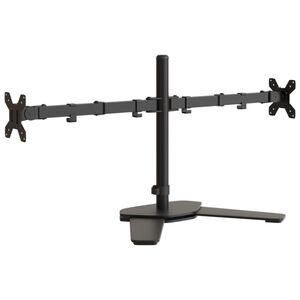 vidaXL dubultais monitora statīvs, melns, tērauds, VESA, 75/100 mm