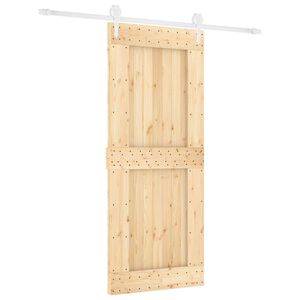 vidaXL Slīdo&scaron;ās durvis Dabisks un balts 85 x 210 cm Cieta priedes koks