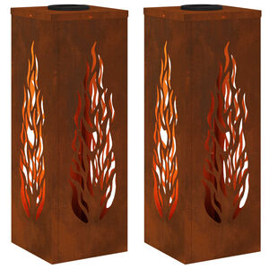 vidaXL Saules LED ceļa gaisma 2 pcs Bronzas krāsa Novecināts tērauds