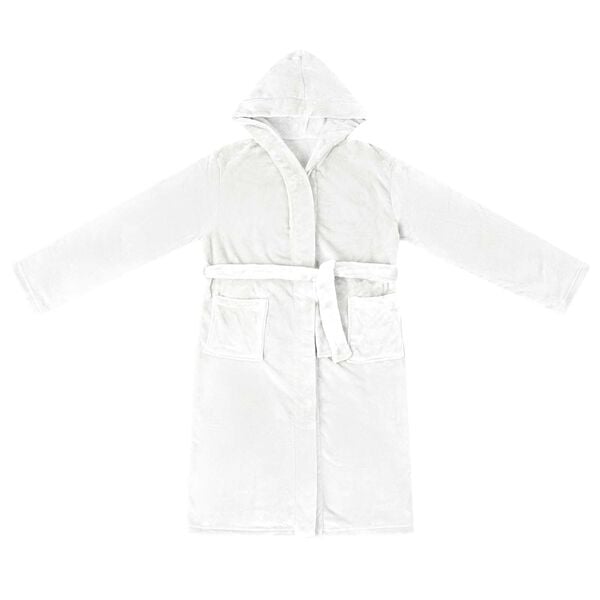 vidaXL Kapuču rūtiņu halāts Balts s Flanelis