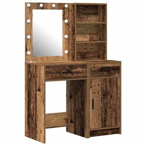 vidaXL Apģērba galda komplekts ar LED ar atvilktni 2 pcs Vecs koks