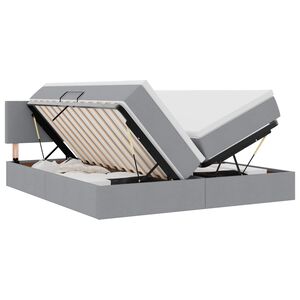 vidaXL Glabā&scaron;anas gulta Gai&scaron;i pelēks 200 x 200 cm Mākslīgā āda