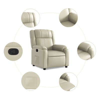 vidaXL atpūtas krēsls, atgāžams, krēmkrāsas mākslīgā āda