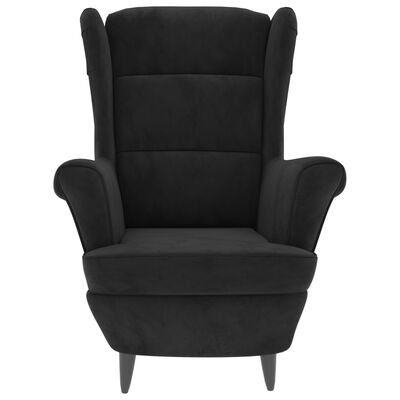 vidaXL atpūtas krēsls ar kāju soliņu, melns samts