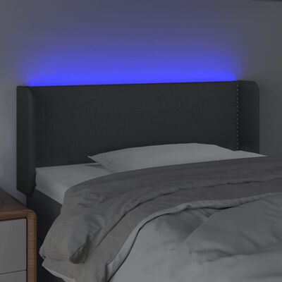 vidaXL gultas galvgalis ar LED, 83x16x78/88 cm, tumši pelēks audums