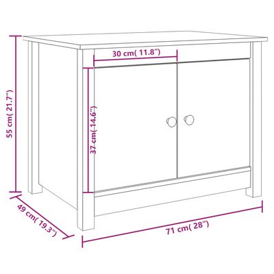 vidaXL kafijas galdiņš, 71x49x55 cm, priedes masīvkoks
