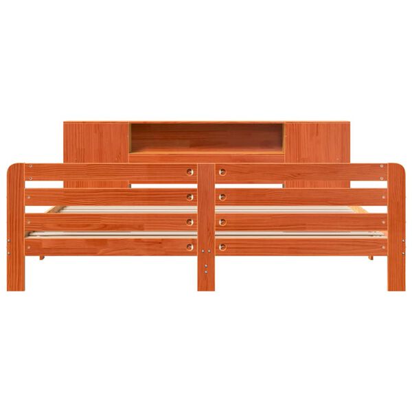 vidaXL gulta bez matrača, vaska brūnas, 200x200 cm, priedes masīvkoks