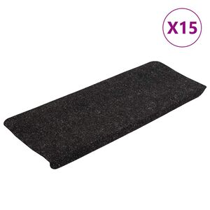 vidaXL kāpņu paklāji, 15gab., pa&scaron;līmējo&scaron;i 65x24,5x3,5cm antracītpelēki