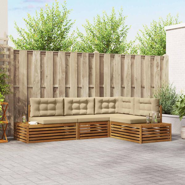 vidaXL Āra dīvānu komplekts ar spilvenu 4 Gabals Dabisks un bē&scaron;s