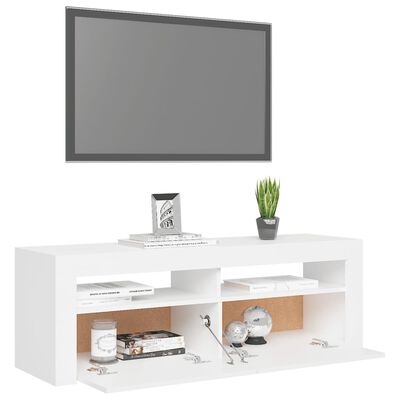 vidaXL TV galdiņš ar LED lampiņām, 120x35x40 cm, balts