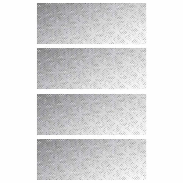 vidaXL Trepju paklājs Taisnstūra 4 pcs Sudraba 80 x 30 cm Alumīnijs