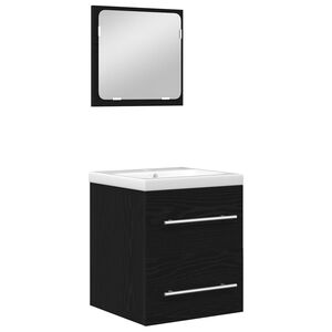 vidaXL Vannas istabas mēbeļu komplekts ar spoguli 2 pcs Melns ozolkoks