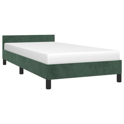 vidaXL gultas rāmis ar galvgali, tumši zaļš samts, 80x200 cm
