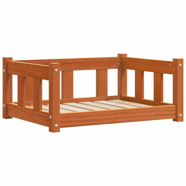 vidaXL Suņu gulta Vaks brūns 65,5 x 50 x 28 cm Ciets priedes koks