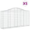 vidaXL arkveida gabiona grozi, 5 gb., 200x30x100/120cm, cinkota dzelzs