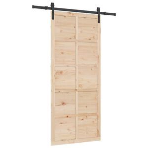 vidaXL Slīdo&scaron;ās durvis Dabiska 80 x 208 cm Priedes masīvkoks