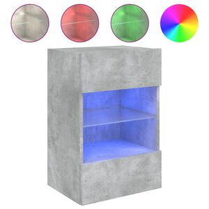 vidaXL TV galdiņi ar LED lampiņām, betona pelēki, 40x30x60,5 cm