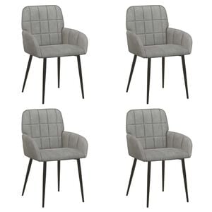vidaXL Ēdamkrēsli 4 pcs Samts Gai&scaron;i pelēka 57 x 50 x 85 cm