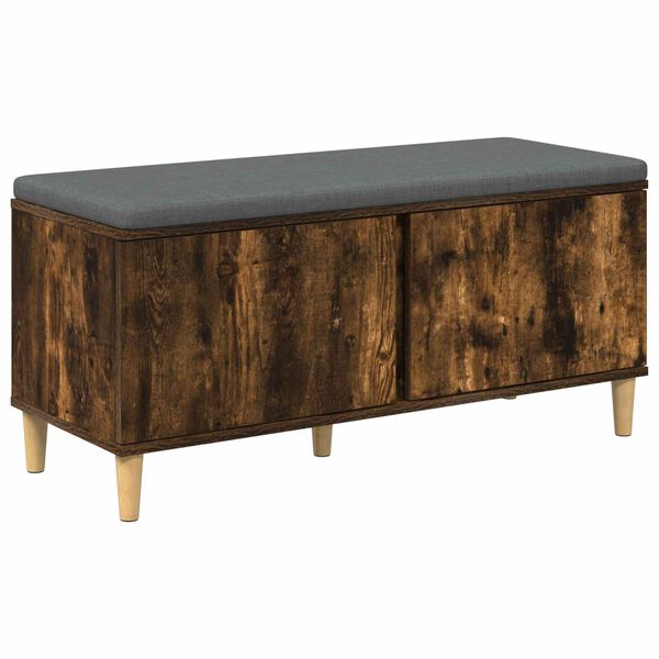 vidaXL Zāles sols ar spilvenu ar durvīm Dūmaka ozols 100 x 38 x 46 cm