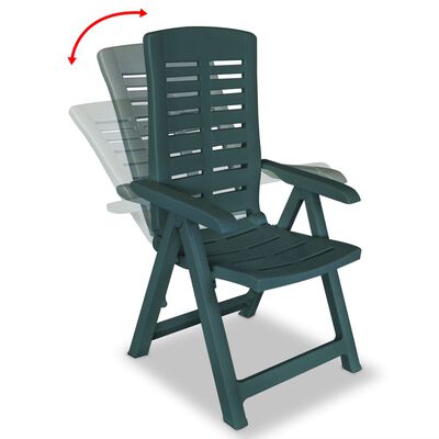 vidaXL atgāžami dārza krēsli, 4 gab., plastmasa, zaļi