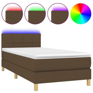 vidaXL atsperu gulta ar matraci, LED, tum&scaron;i brūns audums, 80x200 cm