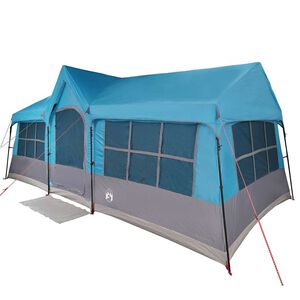 vidaXL Ģimenes telts ar jumtu Zila un pelēka 622 x 295 x 238 cm